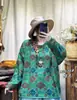 Suéter talla grande para mujer, otoño/invierno 2025 nuevo estampado vintage estilo étnico algodón versátil jersey tejido