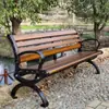 Silla de parque para exteriores de hierro fundido anticorrosión banco de madera maciza madera plástica asiento para patio de ocio al aire libre asiento de villa de aluminio fundido banco largo