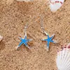 Novo Simples Azul Sexy Delicado Brincos de Estrela do Mar Transfronteiriços Pequenos Frescos Versáteis Estilo Férias à Beira-Mar