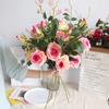Arco de Parede com Flores Artificiais de Rosa de 3 Cabeças Flores Falsas Veludo Ins Botões de Flores Multi-Cabeça Fabricante Transfronteiriço Alta Simulação Romântico