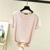 Camiseta de Manga Curta com Gola Redonda em Modal para Mulheres, Peça para Usar no Verão, Camada Base, Tamanho Grande, Solta, Fresca e Doce