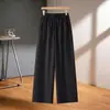 Calças pantalona sob medida de seda de amoreira e linho para mulheres, calças de linho frescas, novo estilo de verão 2026, cintura alta elástica, respirável