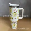 Taza de Hielo de Dibujos Animados Creativa, Termo de Acero Inoxidable 304 de Gran Capacidad, Taza de Agua Portátil para Exteriores con Asa y Popote, Venta al por Mayor