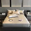 Lujo Ligero Jacquard Carbón Hielo 900D Sábanas Colchonetas Suaves Refrigeradas Clase Amigable con la Piel Transpirable Lavables a Máquina Colchoneta de Seda de Hielo para Dormir Desnudo
