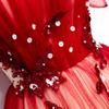 Vestido para Brinde da Noiva 2026 Novo Verão Longo Estilo Fada Vestido de Gala Gradiente Céu Estrelado Vestido Vermelho Sem Alças Feminino