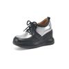 Zapatos de Primavera Nuevos de 8.5cm, Combinación de Colores Fresca y Atractiva, Estilo Preppy, Modernos y Versátiles, Punta Redonda, Suela Gruesa, Tacón de Cuña, Con Cordones, Zapatos de Cuero