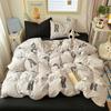 Juego de cuatro piezas de algodón lavado Estilo de dibujos animados Sábanas estampadas Juego de tres piezas Dormitorio de estudiantes Agradable para la piel Verano Sábanas ajustables Ropa de cama