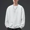 Moletom espesso de outono e inverno para homens, blusa de gola redonda casual, jaqueta de corte solto, camisa básica versátil, de manga longa e quente