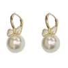 Estilo de Moda Nuevo de Verano, Suave y Versátil, Pendientes de Perlas de Dos Piezas con Lazo de Zirconia, Pendientes Femeninos, Ligeros, de Lujo y Sencillos
