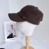 Boné de Baseball Retrô com Mistura de Lã para Outono e Inverno Feminino Proteção contra Frio Aquecimento Temperamento Boné Bico de Pato Tendência Combinando Boné de Tricô para Passeio Tendência