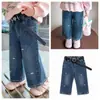 Calça Infantil Rantuo 2026 Nova Outono Crianças Médias e Grandes Jeans Multicor Meninos e Meninas Moda Casual Calça Longa Transfronteiriça