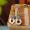 Pendientes de plata de ley Yilu S925 chapados en oro con flor de Ruyi de jade hetiano, estilo étnico, retro, artístico, estilo antiguo, pendientes de plata