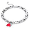 Pulsera de Cuentas Redondas de Plata Esterlina Imitación S925 Europea y Americana con Esmalte de Corazón de Durazno en Forma de Corazón, Joyería de Plata para Mujer, Mismo Estilo Pulsera de Cuentas de Buda