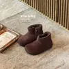 Botines cortos de lana versátiles vintage para niños y niñas, nuevos botines cortos cálidos de invierno para niños con punta redonda estilo Birkenstock