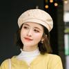 Boina Feminina Verão Fina Respirável Retro Octogonal Boné Estilo Japonês All-match Casual Plissado Lace Pintor Moderno Chapéu