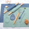 Tapete de Harina de Grado Alimenticio de Silicona y Tapete para Masa Cocina Hogar Antideslizante Engrosado Amasado Pan Horneado Suministros Juego Combinación