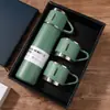 Taza Recta Termo de Acero Inoxidable 304 de Gama Alta con Tres Tapas Set de Caja de Regalo Regalo de Negocios Venta al por Mayor Portátil Popote