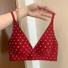 Conjunto de Lingerie de Bolinhas Vermelhas de Natal para Mulheres, Estilo Fino, Seio Pequeno, Sem Fio, Confortável, Sem Costura, Suporte Macio, Sutiã do Ano do Zodíaco