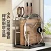 Soporte para Cuchillos de Acero Inoxidable Estante de Almacenamiento para Cocina Soporte para Paños de Secado de Platos Bloque de Cuchillos para Encimera Tabla de Cortar Taza para Almacenamiento de Tapas de Ollas