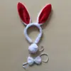 Accesorios para Disfraz de Animal para Niños Orejas de Conejo Blanco Pequeño Diadema Diadema Pajarita Cola Juego de Tres Piezas