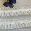 Borda Plissada de Renda com Pérolas Georgette de 5cm de Largura Acessórios para Design de Roupas Lolita DIY Embalagem de Dor Embalagem Decoração