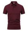 230g 40s Fio Duplo Solona Camisa Polo Manga Curta Lapela Logo Estampado Versátil Roupa de Trabalho Unissex