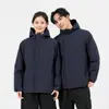 Traje Impermeável Masculino Feminino para Montanhismo Outdoor Roupa de Trabalho Jaqueta Personalizada Inverno Novo À Prova de Vento Resistente à Água Quente Algodão com Penas Grafeno