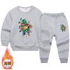 Conjunto de Suéter Grueso con Forro de Felpa para Niños Otoño e Invierno Niños Pequeños y Medianos Estilo Occidental Ropa Deportiva Casual para Niños Conjunto de Dos Piezas