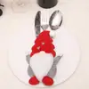Novas Decorações de Restaurante de Natal Sacos para Talheres Boneco Sem Rosto Velho da Floresta Conjunto de Talheres de Natal Conjunto de Talheres