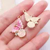 Incrustaciones de Perlas con Diamantes, Camelia, Mariposa Colorida, Aleación con Goteo de Aceite, Accesorios para Joyería DIY, Collar, Pendientes, Llavero