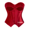 Tops Corsé para Mujer Europeos y Americanos Retro Elegante Ajustado con Cremallera Lateral Corsé de Terciopelo Rojo