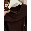 Suéter de punto único y hermoso color café, perfecto como chal o suéter, un top elegante y con estilo para mujeres en otoño