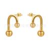 Aretes de gancho geométricos de nicho europeos y americanos de acero de titanio chapado en oro de 14 quilates, aretes de bola de acero personalizados, aretes estilo INS E231494