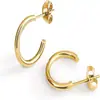 Brincos Europeus e Americanos de Aço Inoxidável em Forma de C Personalizados Simples Semicirculares Brincos de Bobina Redonda 18K Joias Venda Direta Geometria
