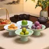 Plato de cerámica de estilo retro con pie alto para té y postre, plato para repostería china inspirado en el Zen, adecuado para salas de estar, salones de té y para exhibir frutas y frutas secas
