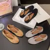 Sapatilhas planas de camurça, bico redondo, de tira única, estilo francês, de alta qualidade, novas e da moda, Mary Janes versáteis
