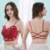 Sujetador de flores soluble en agua para comercio exterior, encaje francés envuelto en el pecho, sexy cruzado hueco, espalda bonita, moda bordada, top de tubo, ropa interior para mujer