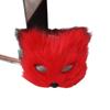 Máscara de Peluche de Zorro de Pelo Largo Transfronteriza Halloween Máscara de Plástico Blanco de Media Cara Mascarada Carnaval