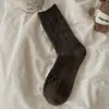 Calcetines de lana para mujer, calcetines de media pantorrilla para otoño e invierno, calcetines cálidos y gruesos de cachemir de doble punto, calcetines de invierno de punto trenzado de moda estilo coreano para mujer