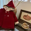 Sombrero de Lana Rojo Puntiagudo Navideño y de Año Nuevo para Niños Elfos Hada Chaqueta de Lana Otoño e Invierno Estilo Princesa China Nueva