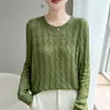 Suéter casual de lana de terciopelo con cuello redondo y tejido de ochos para mujer, suéter rosa de principios de otoño, top corto suelto de alta gama