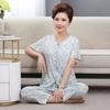 Pijama para madres de mediana edad y mayores, con estampado digital, pantalones de manga corta, tejido de algodón sintético, ropa de casa, conjunto de cárdigan con botones florales
