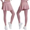 Falda de Yoga con Gráfico de Seda para Mujer, Falda Deportiva Plegada Anti-Exposición Primavera/Verano, Falda de Tenis de Secado Rápido Dos en Uno Levanta Glúteos
