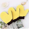 Guantes de Terciopelo Coral Pulgar Arriba para Limpiar el Coche, Oso Multifuncional de Doble Cara Engrosado para Lavado de Coches, No Daña Fácilmente la Pintura del Coche