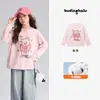 Pudding Haru Roupa de Outono Meninas Roupas Infantis 100% Algodão Blusa 2026 Novo Estilo de Outono Versátil Infantil Desenho Animado Manga Longa Camiseta