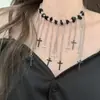 Elegante y Moderno Collar con Colgante de Borla de Cadena de Perlas Irregulares Negras con un Diseño Único Cadena para la Clavícula
