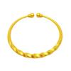 Pulsera de cobre puro chapado en oro real con patrón de torsión de media boca, oro arena de Vietnam para boda, torsión, empujar-jalar, suministro al por mayor para mujer