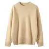 Perezoso~Suave y pegajoso cachemir costilla ancha cuello redondo grueso hueco color liso moderno suéter de punto pullover suéter versátil