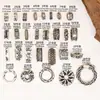 Anillo Corredizo Vintage de Plata del Tíbet con Flor de Loto y Mantra de Seis Palabras Cuentas Espaciadoras Materiales para Ensartar Pulseras de Cristal Cuentas Sueltas Accesorios
