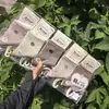 Meias esportivas de algodão para mulheres, trama de mil pés, comprimento até o meio da panturrilha, tricô à máquina integrado, meias de algodão, cor sistema Maillard café com leite de moca, 26 Outono/Inverno